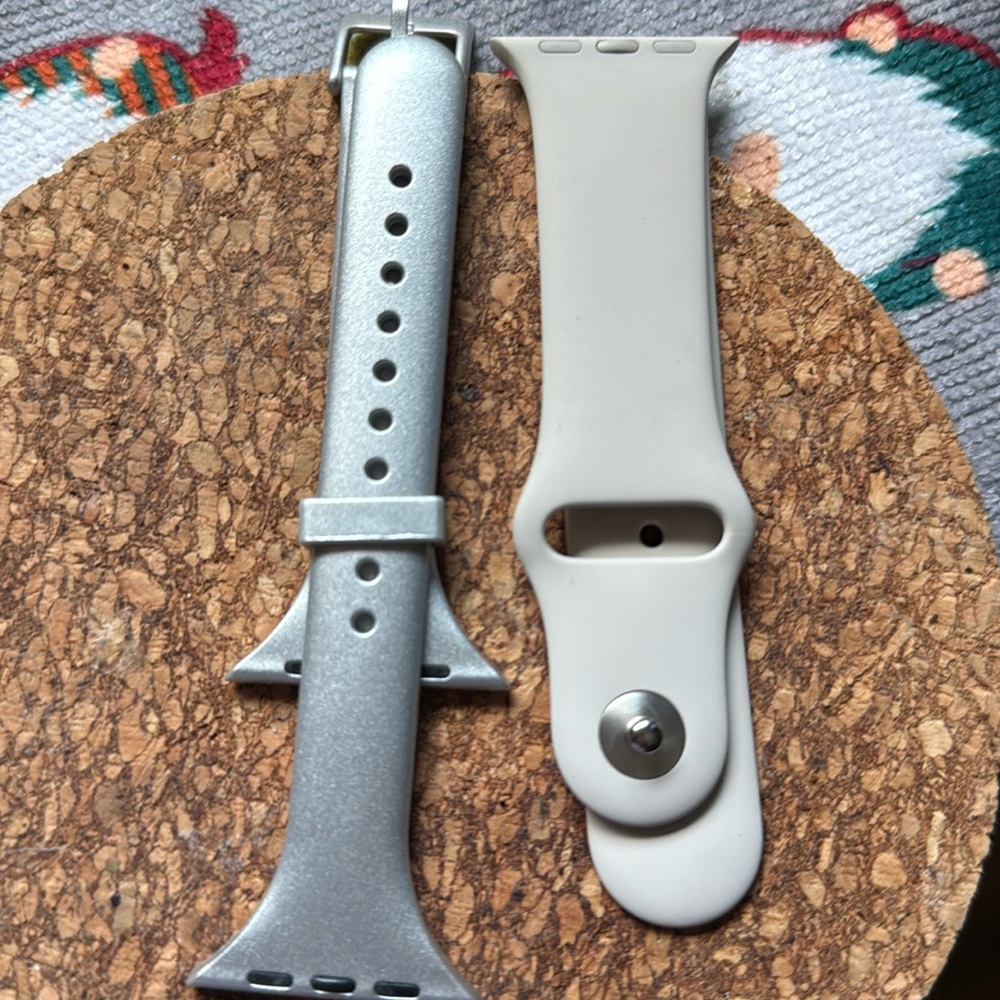 Silver and White Watch Band Set